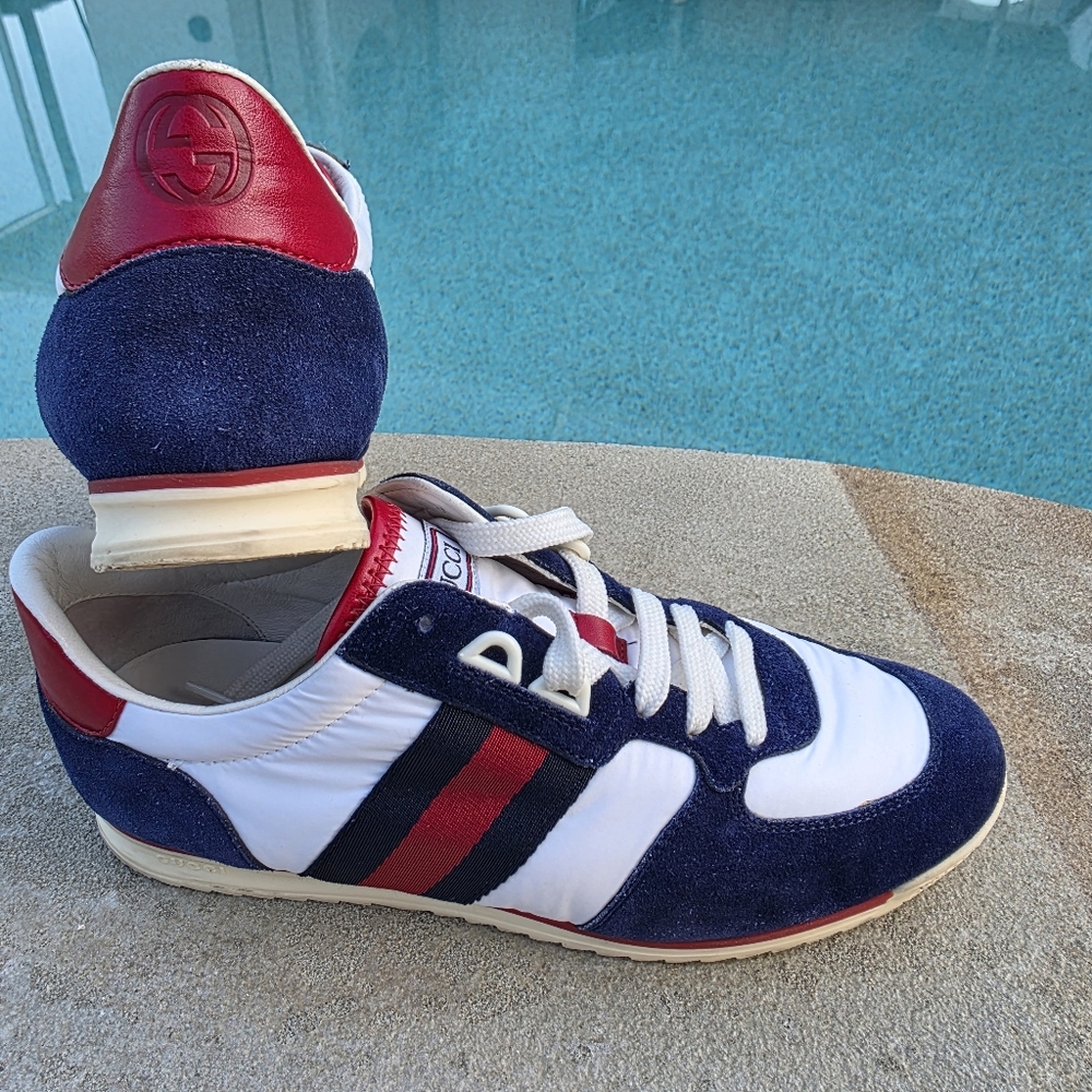 Gucci Signature Stripe Ace Suede/Nylon Sneakers- Authentic- Womens(EU 37.5 US 7) - Picture 2 of 16